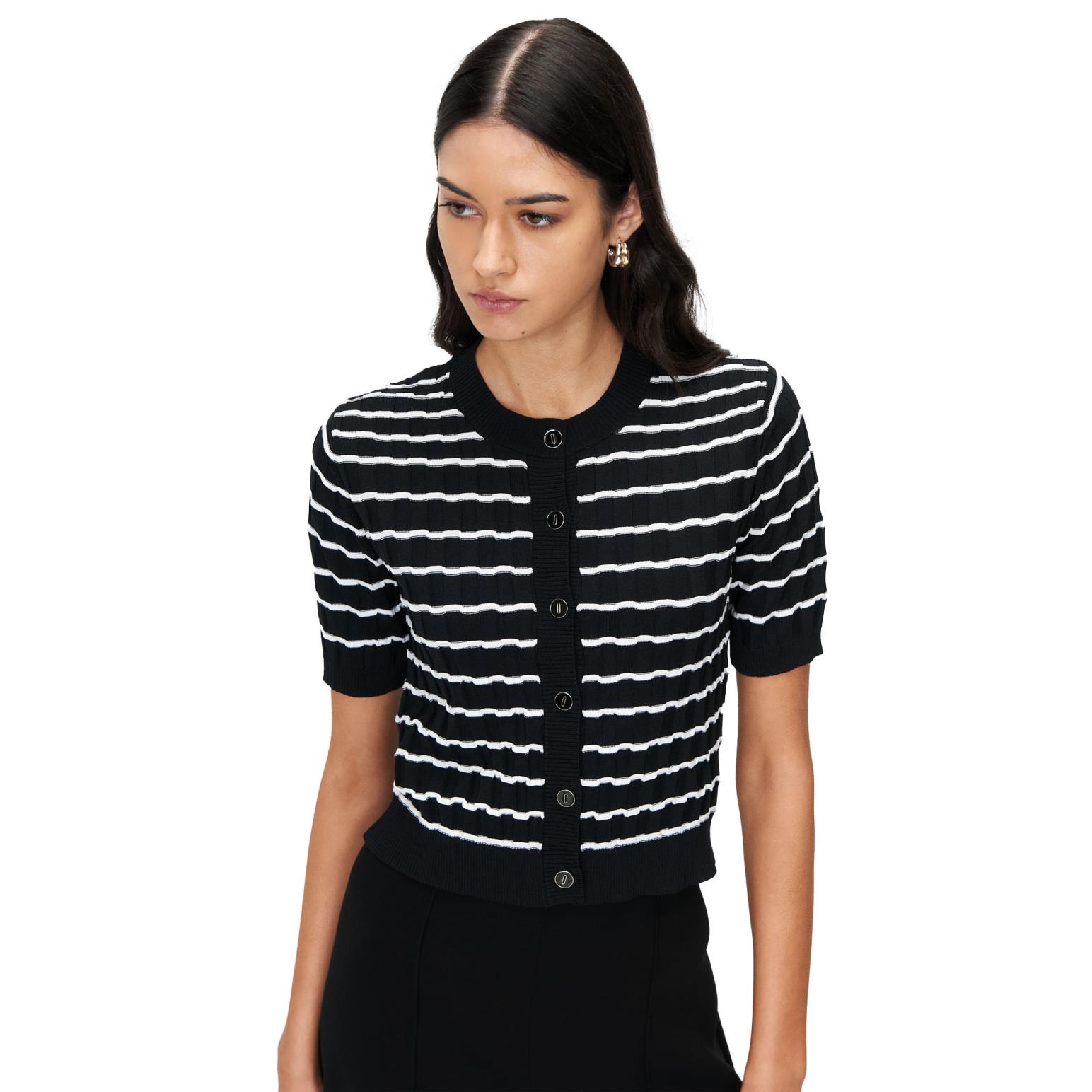 Veronika Maine Textured Stripe Cardigan